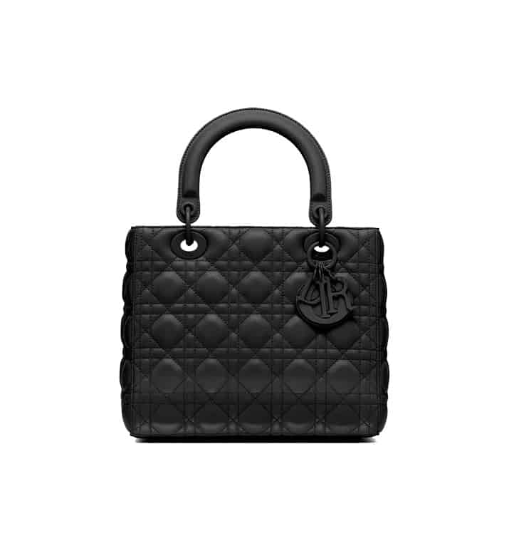 MEDIUM ULTRAMATTE LADY DIOR BAG Black Ultramatte Cannage Calfskin - DHB43 - 1