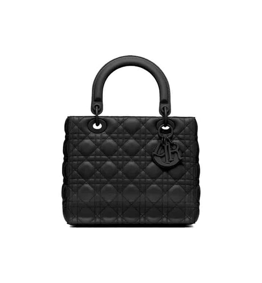 MEDIUM ULTRAMATTE LADY DIOR BAG Black Ultramatte Cannage Calfskin - DHB43 - 1