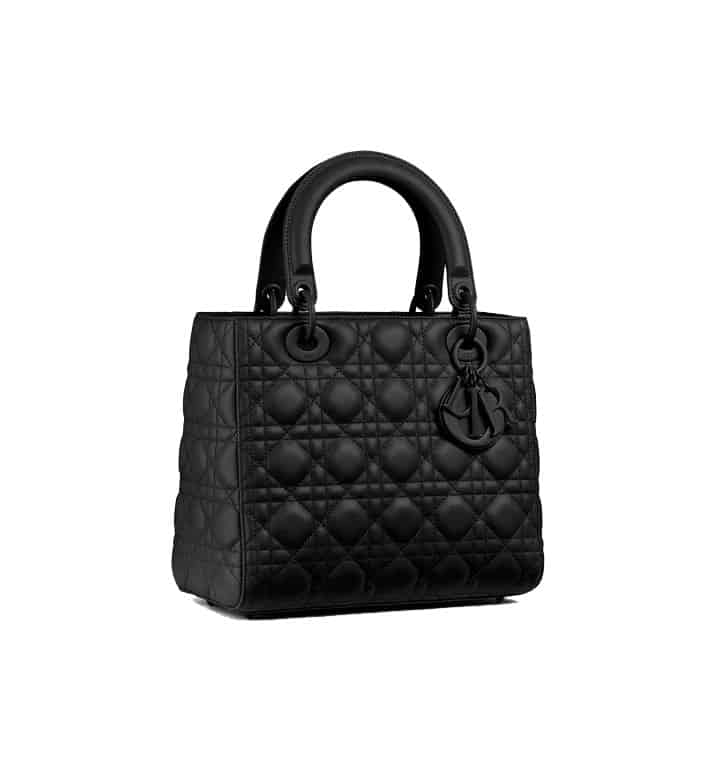 MEDIUM ULTRAMATTE LADY DIOR BAG Black Ultramatte Cannage Calfskin - DHB43 - 2