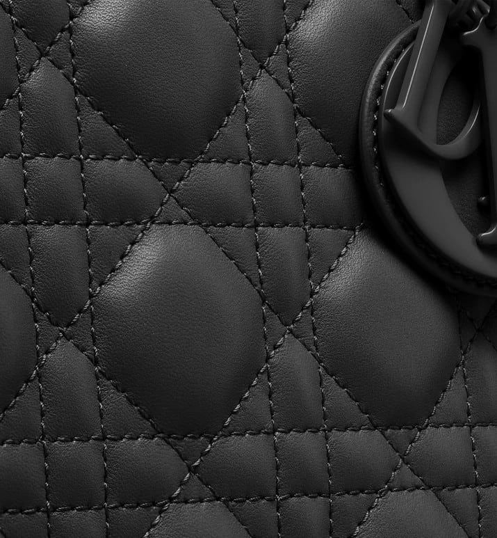 MEDIUM ULTRAMATTE LADY DIOR BAG Black Ultramatte Cannage Calfskin - DHB43 - 4