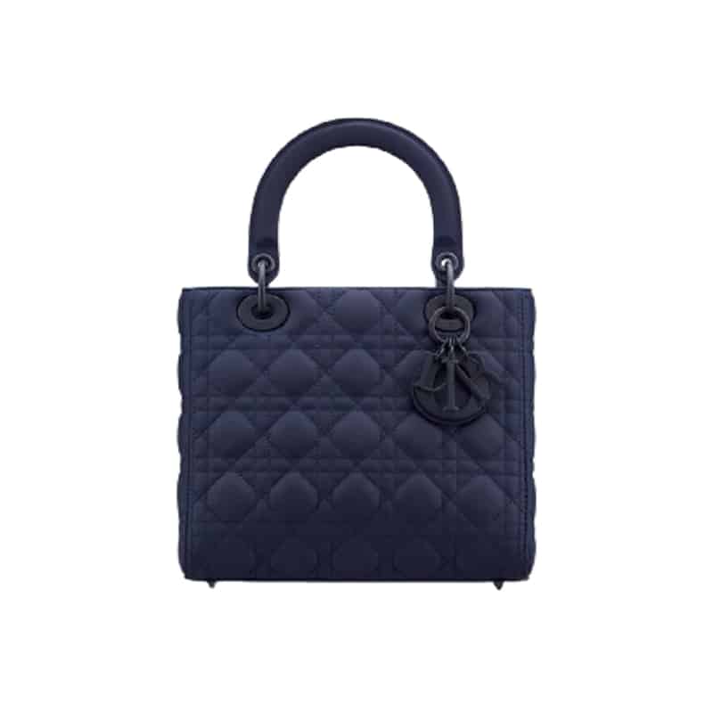 MEDIUM ULTRAMATTE LADY DIOR BAG Indigo Blue Ultramatte Cannage Calfskin - DHB42 - 1
