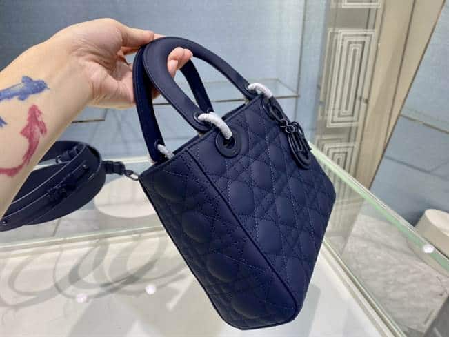 MEDIUM ULTRAMATTE LADY DIOR BAG Indigo Blue Ultramatte Cannage Calfskin - DHB42 - 5