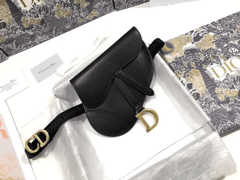 MINI SADDLE BAG WITH STRAP Black Grained Calfskin - DHB01 - 2
