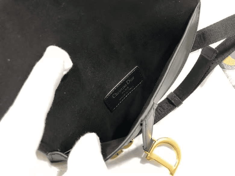 MINI SADDLE BAG WITH STRAP Black Grained Calfskin - DHB01 - 4