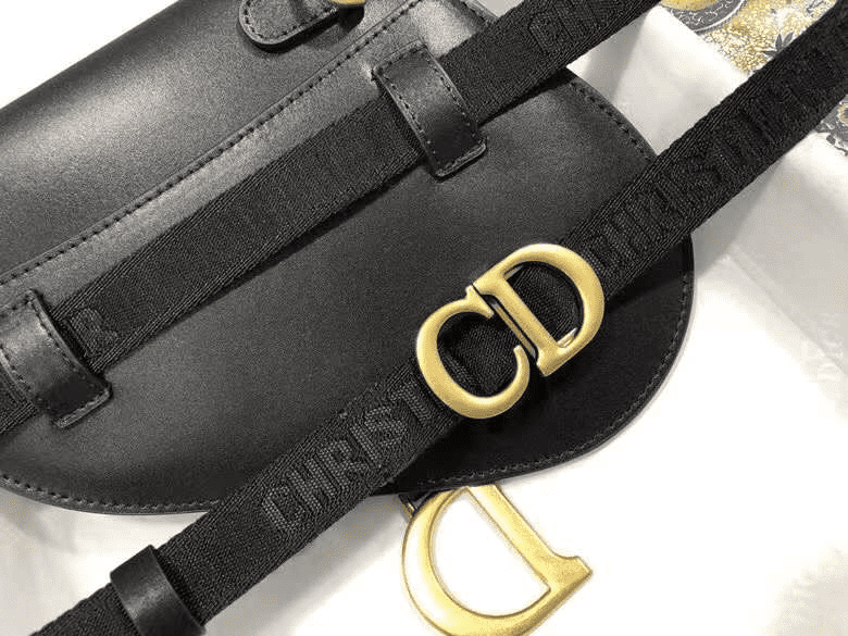 MINI SADDLE BAG WITH STRAP Black Grained Calfskin - DHB01 - 5