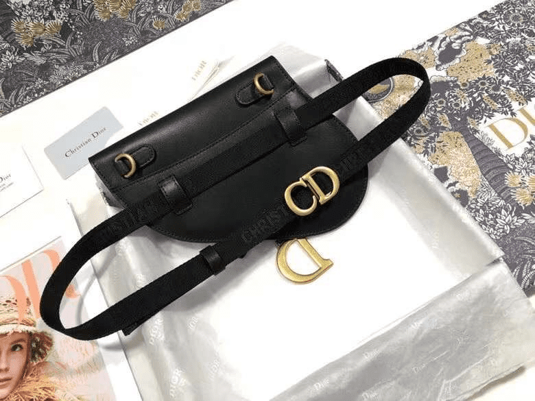 MINI SADDLE BAG WITH STRAP Black Grained Calfskin - DHB01 - 3
