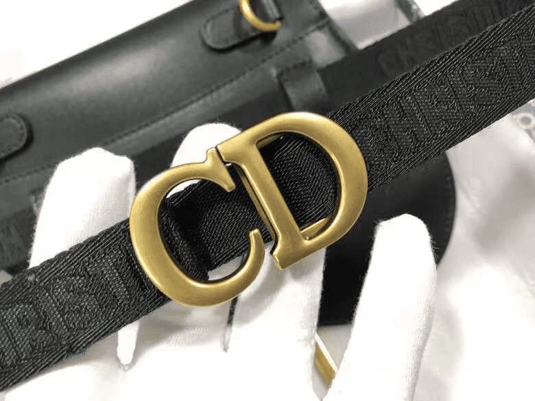 MINI SADDLE BAG WITH STRAP Black Grained Calfskin - DHB01 - 6
