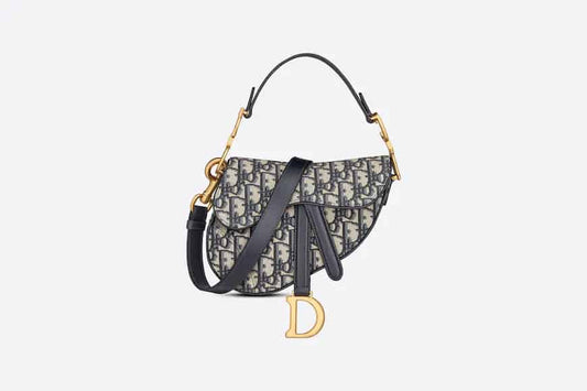 MINI SADDLE BAG WITH STRAP Blue Dior Oblique Jacquard - DHB02 - 1