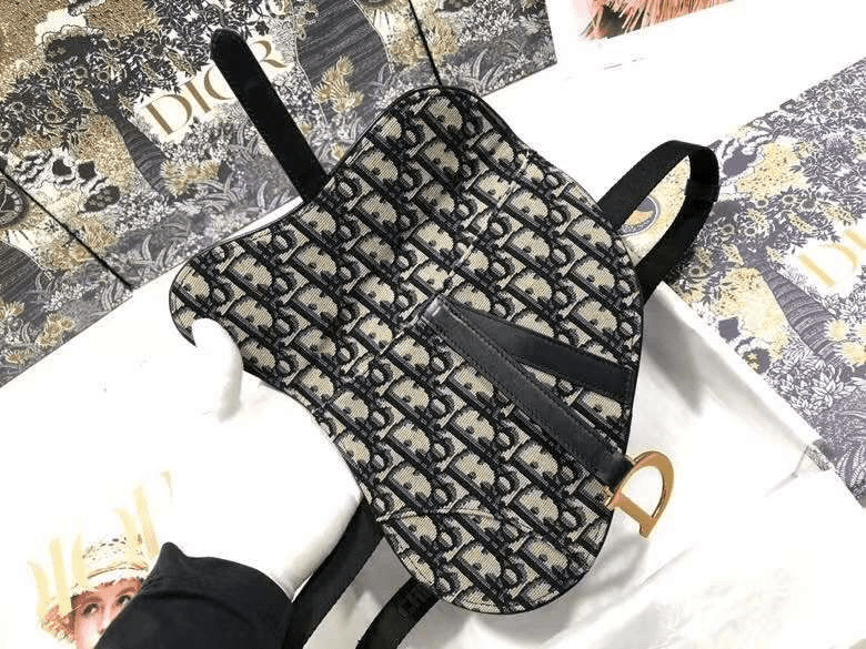 MINI SADDLE BAG WITH STRAP Blue Dior Oblique Jacquard - DHB02 - 3
