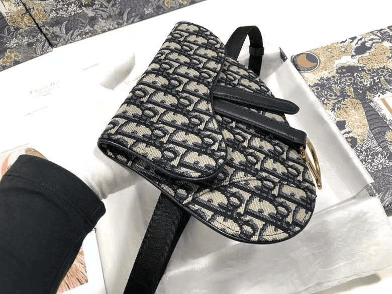 MINI SADDLE BAG WITH STRAP Blue Dior Oblique Jacquard - DHB02 - 5