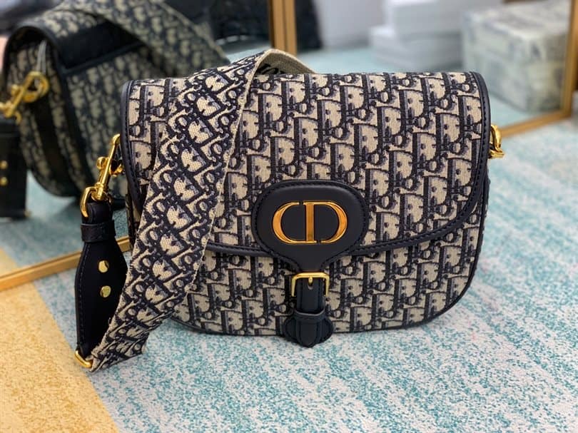 Medium Dior Bobby Bag Blue Dior Oblique Jacquard - DMB03 - 2