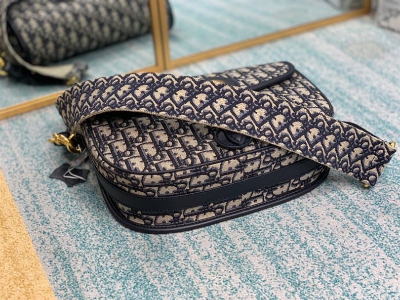 Medium Dior Bobby Bag Blue Dior Oblique Jacquard - DMB03 - 5