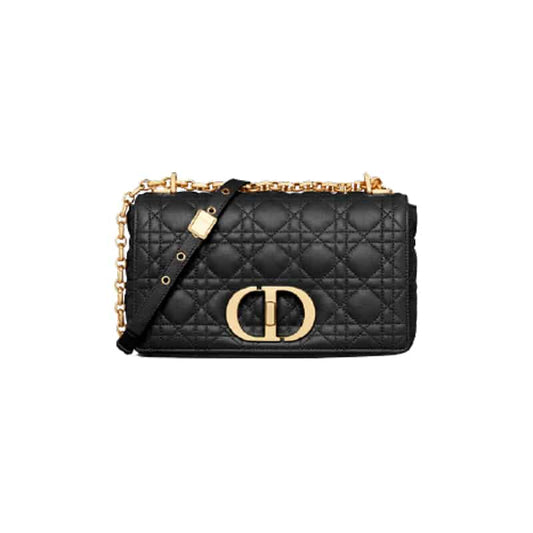Medium Dior Caro Bag Black Supple Cannage Calfskin - DHB28 - 1