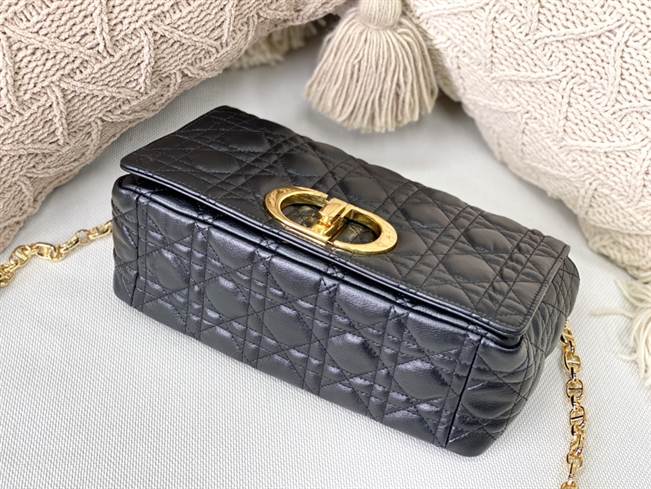 Medium Dior Caro Bag Black Supple Cannage Calfskin - DHB28 - 2