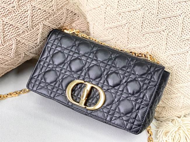 Medium Dior Caro Bag Black Supple Cannage Calfskin - DHB28 - 5