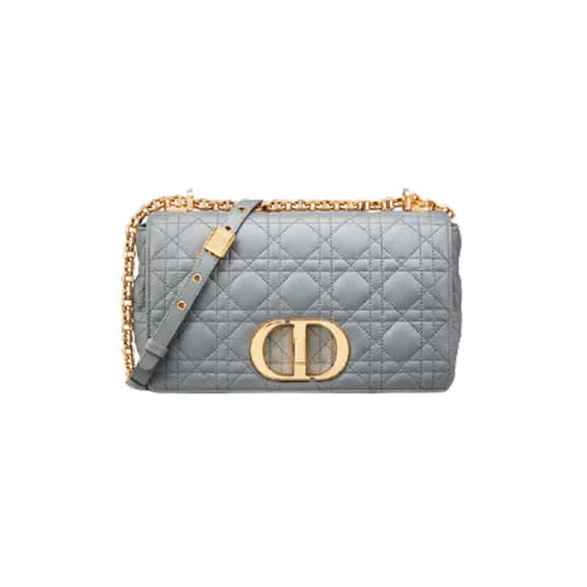 Medium Dior Caro Bag Gray Supple Cannage Calfskin - DHB27 - 1