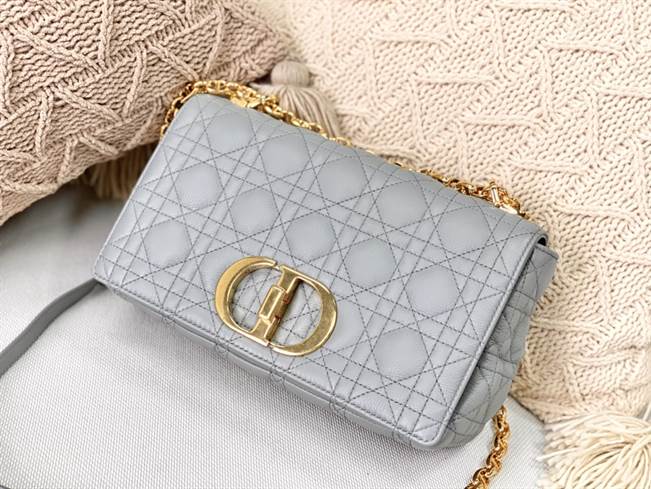 Medium Dior Caro Bag Gray Supple Cannage Calfskin - DHB27 - 2