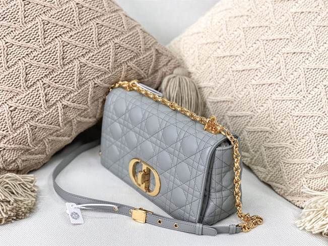 Medium Dior Caro Bag Gray Supple Cannage Calfskin - DHB27 - 6