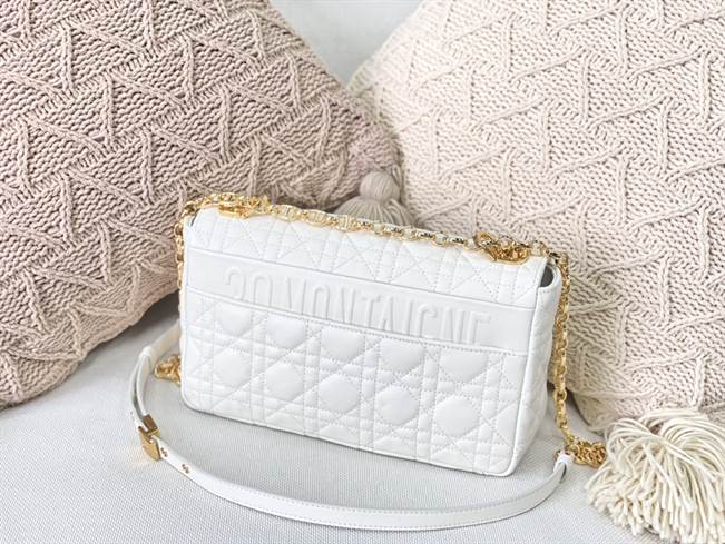 Medium Dior Caro Bag Ivory Supple Cannage Calfskin - DHB26 - 3