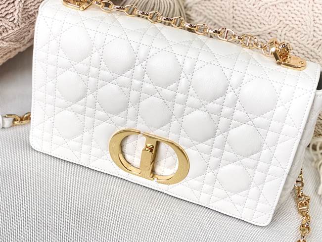 Medium Dior Caro Bag Ivory Supple Cannage Calfskin - DHB26 - 4