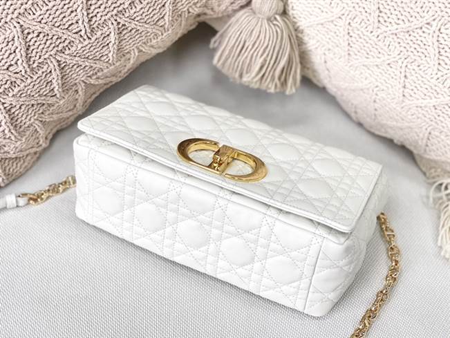 Medium Dior Caro Bag Ivory Supple Cannage Calfskin - DHB26 - 5