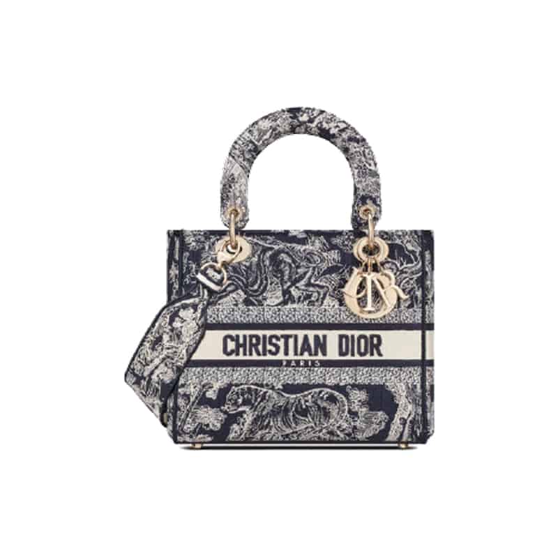 Medium Lady D-Lite Bag Blue Toile de Jouy Reverse Embroidery - DHB33 - 1