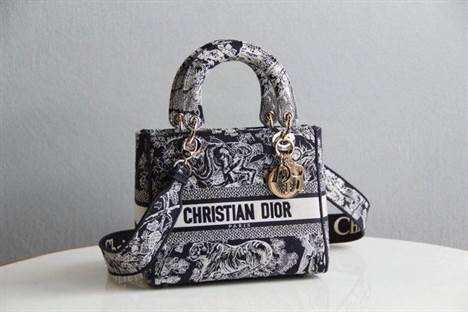 Medium Lady D-Lite Bag Blue Toile de Jouy Reverse Embroidery - DHB33 - 2