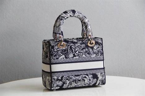 Medium Lady D-Lite Bag Blue Toile de Jouy Reverse Embroidery - DHB33 - 3