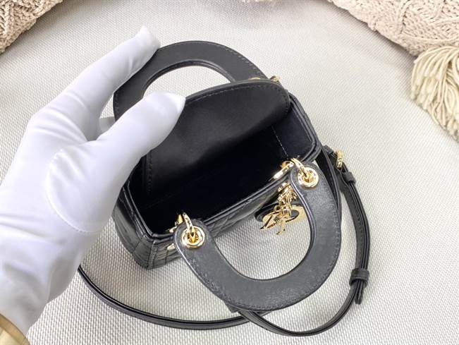 Micro Lady Dior Bag Black Cannage Lambskin - DHB29 - 3