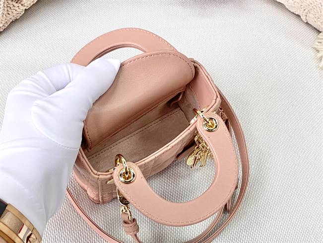 Micro Lady Dior Bag Rose Des Vents Cannage Lambskin - DHB31 - 4