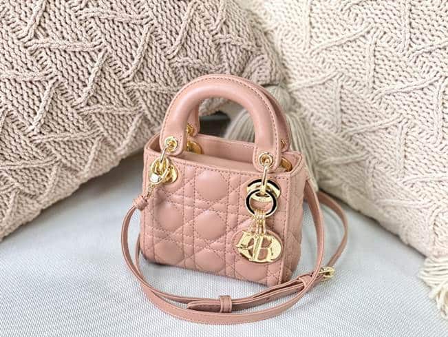 Micro Lady Dior Bag Rose Des Vents Cannage Lambskin - DHB31 - 2