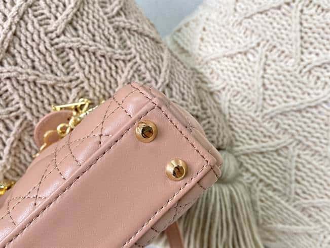 Micro Lady Dior Bag Rose Des Vents Cannage Lambskin - DHB31 - 7