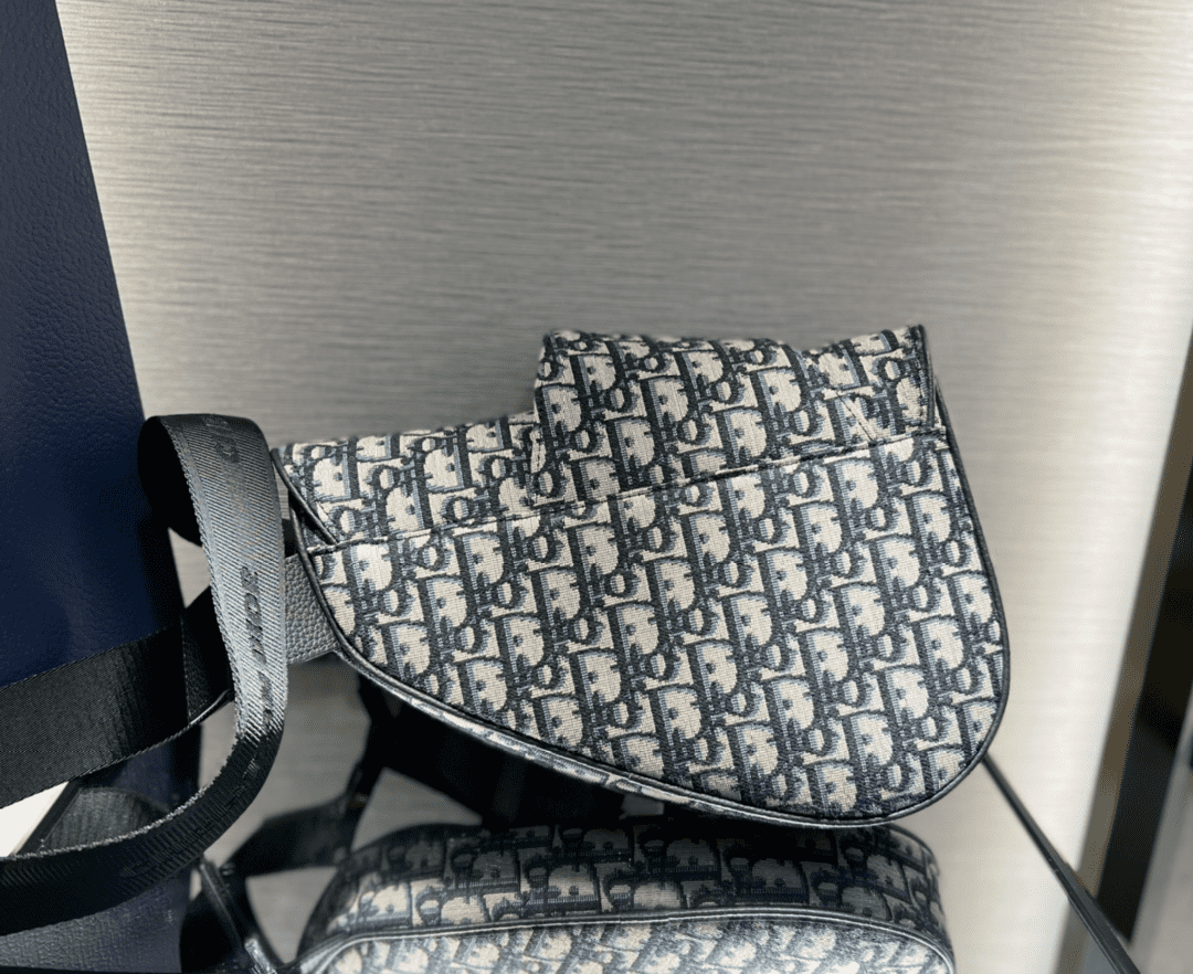 Saddle Bag Beige and Black Dior Oblique Jacquard - DMB02 - 3