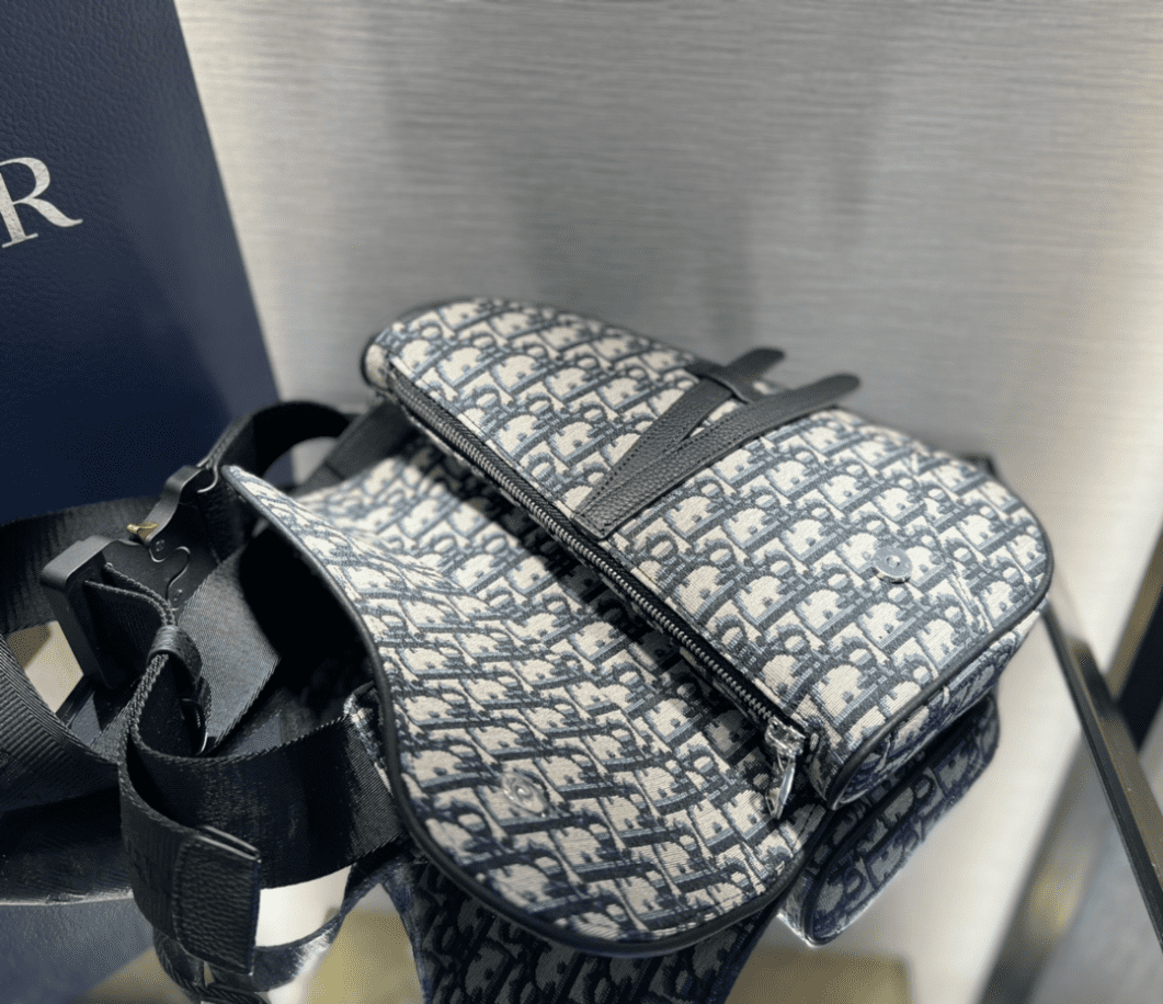 Saddle Bag Beige and Black Dior Oblique Jacquard - DMB02 - 5