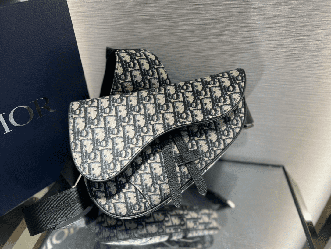 Saddle Bag Beige and Black Dior Oblique Jacquard - DMB02 - 2