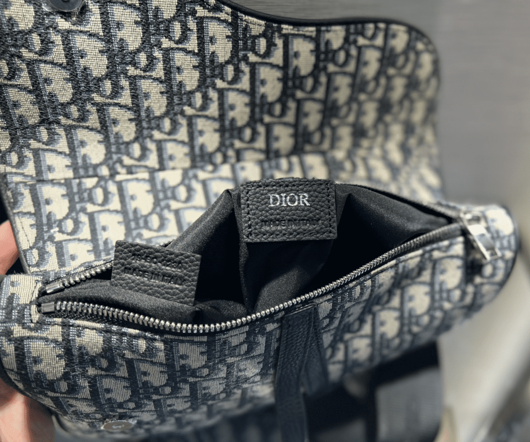 Saddle Bag Beige and Black Dior Oblique Jacquard - DMB02 - 7