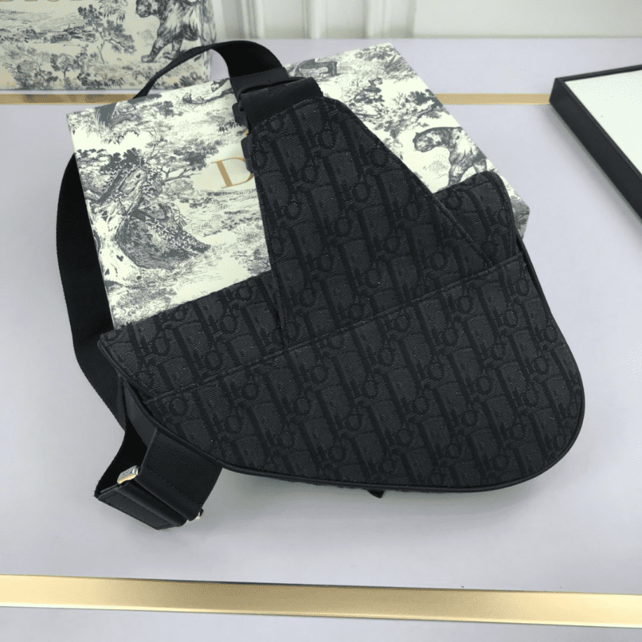 Saddle Bag Black Dior Oblique Jacquard - DMB01 - 3