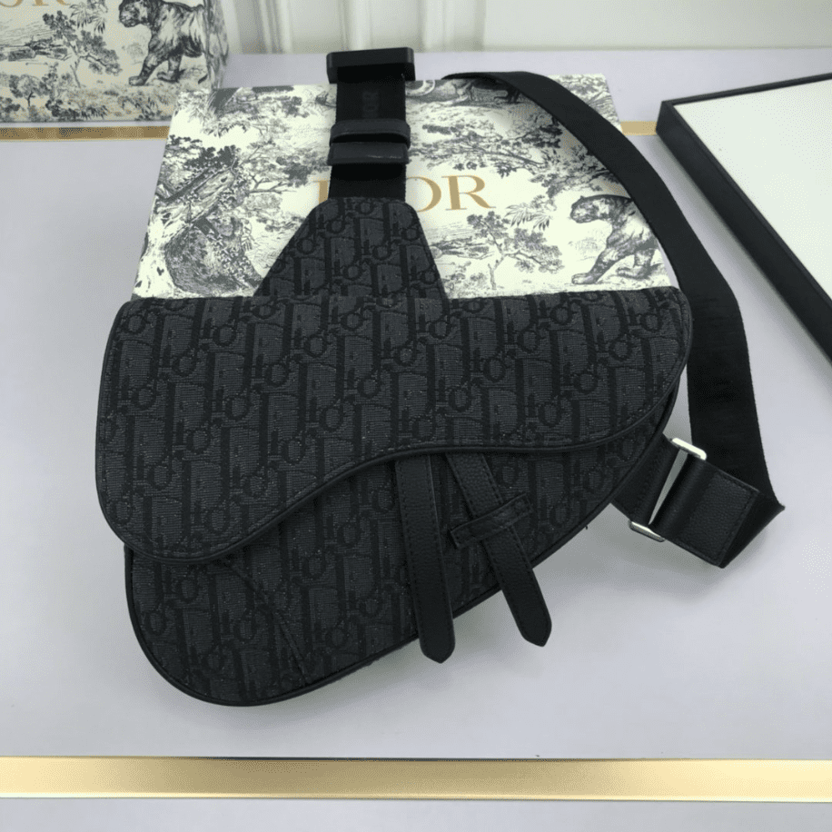 Saddle Bag Black Dior Oblique Jacquard - DMB01 - 2