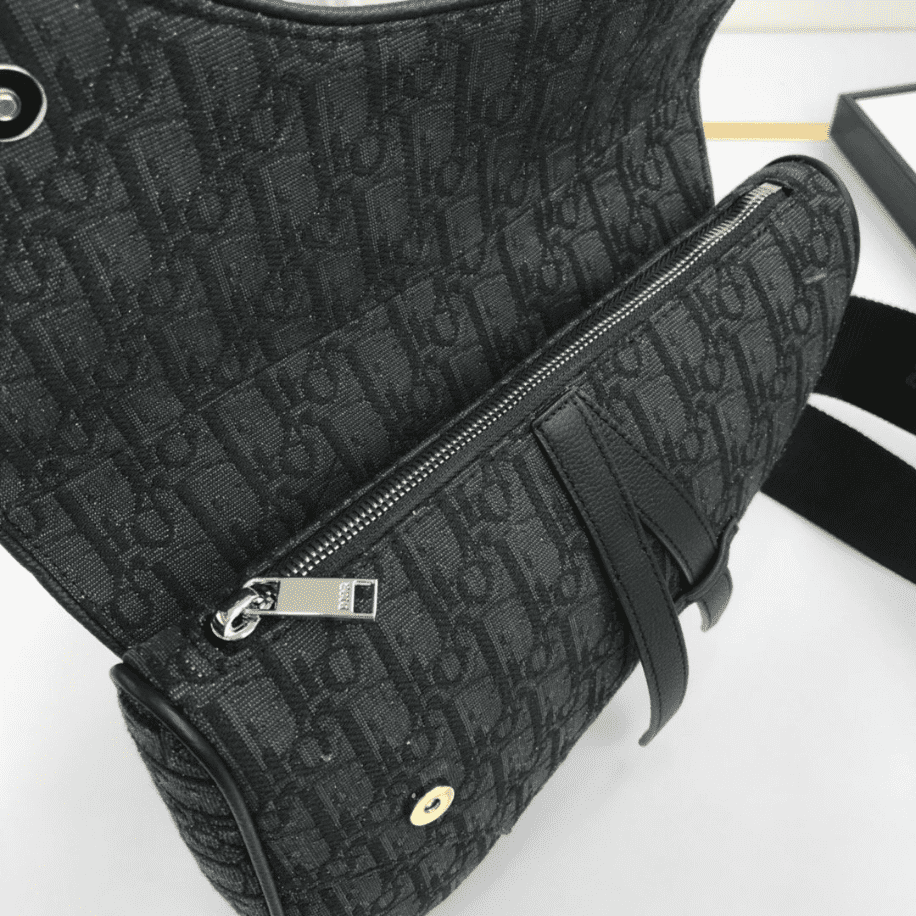 Saddle Bag Black Dior Oblique Jacquard - DMB01 - 7