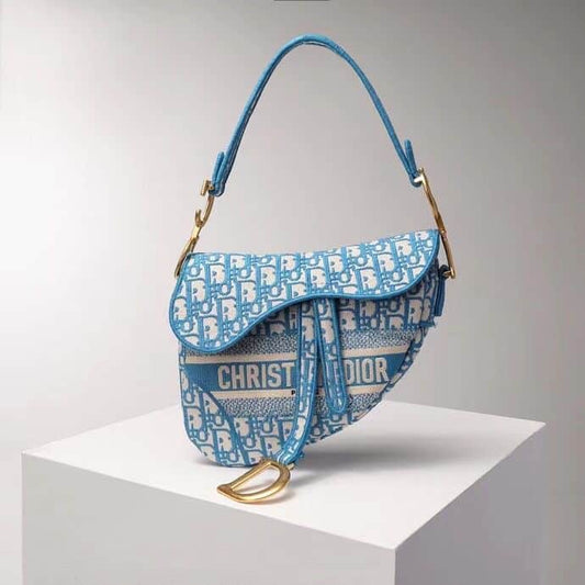 Saddle Bag Blue Dior Oblique Embroidery - DHB05 - 1