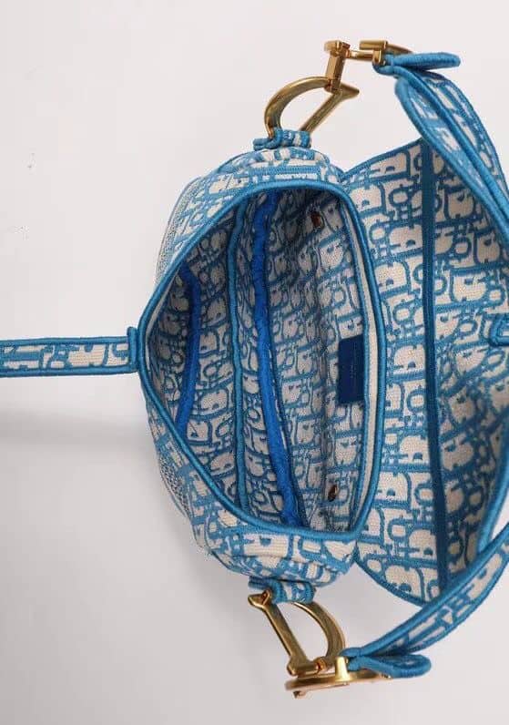Saddle Bag Blue Dior Oblique Embroidery - DHB05 - 4