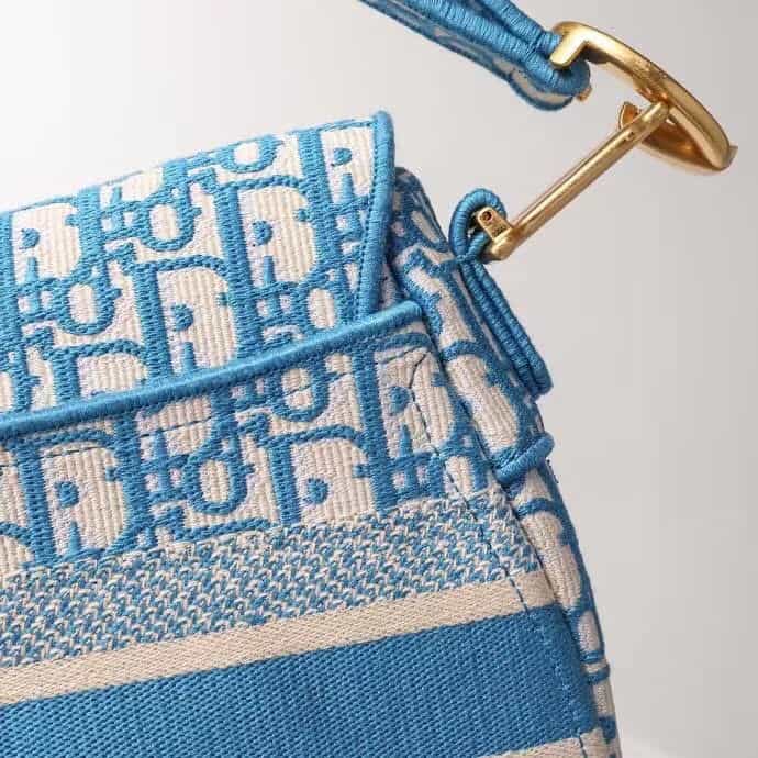 Saddle Bag Blue Dior Oblique Embroidery - DHB05 - 5