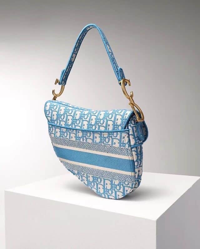 Saddle Bag Blue Dior Oblique Embroidery - DHB05 - 2