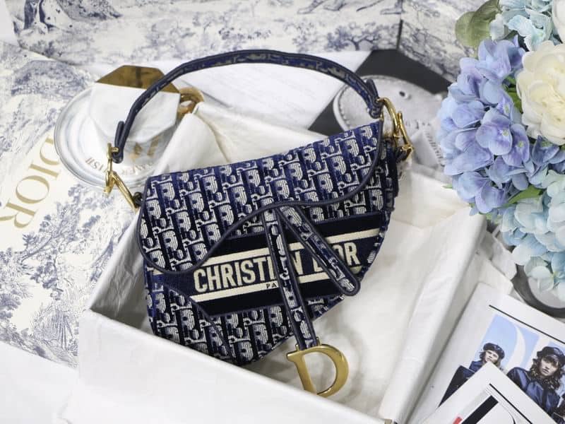 Saddle Bag Blue Dior Oblique Embroidery - DHB88 - 2