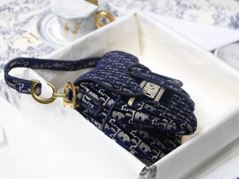 Saddle Bag Blue Dior Oblique Embroidery - DHB88 - 4