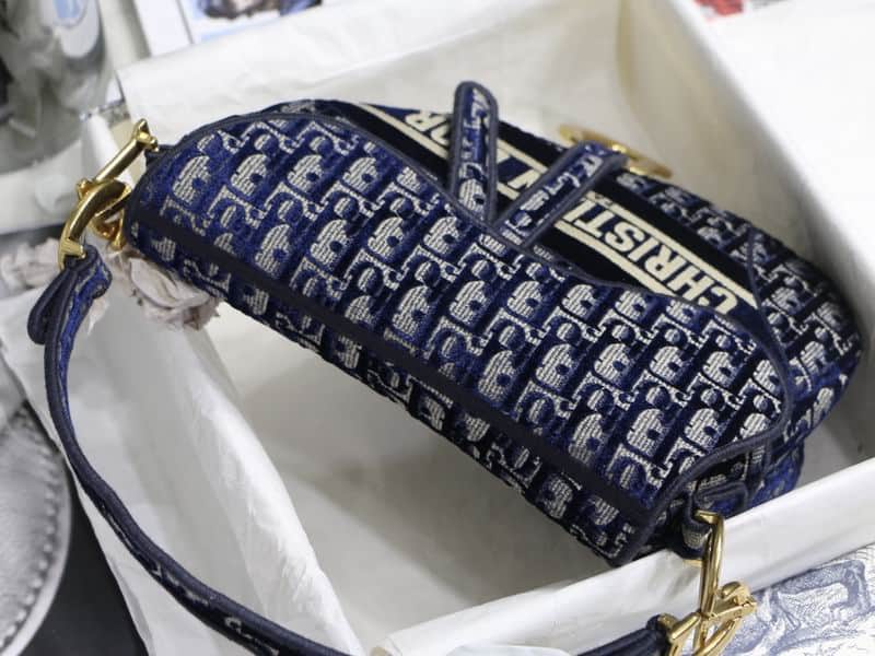 Saddle Bag Blue Dior Oblique Embroidery - DHB88 - 5