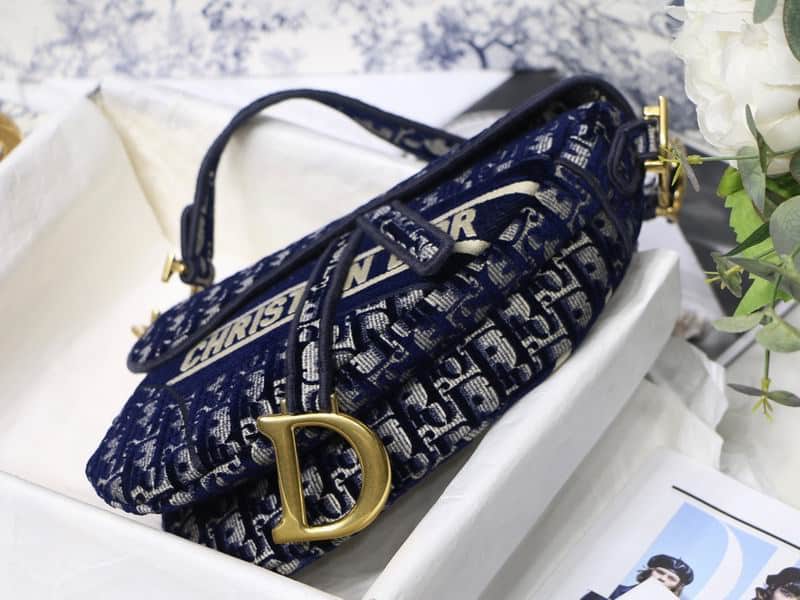 Saddle Bag Blue Dior Oblique Embroidery - DHB88 - 6