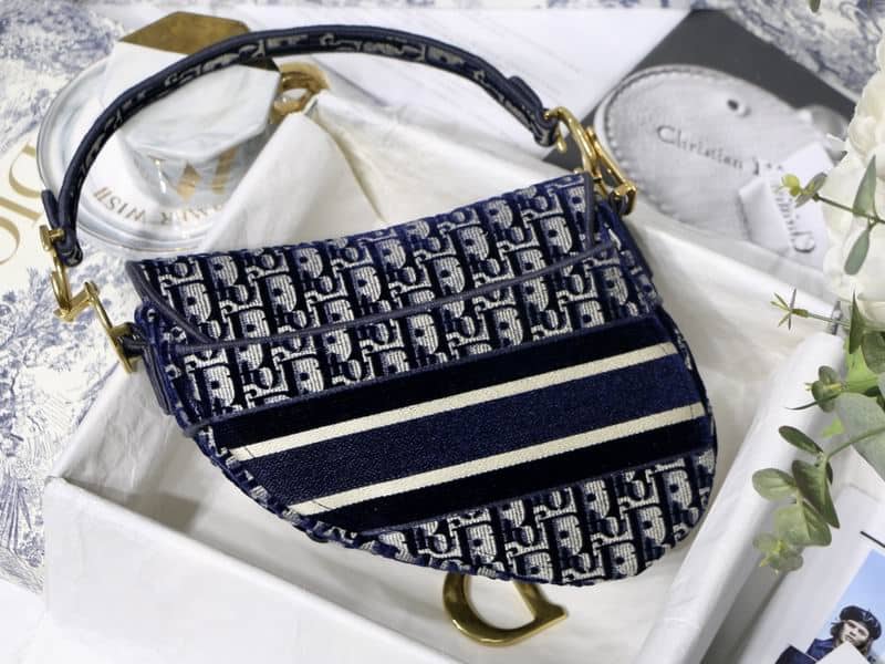 Saddle Bag Blue Dior Oblique Embroidery - DHB88 - 3