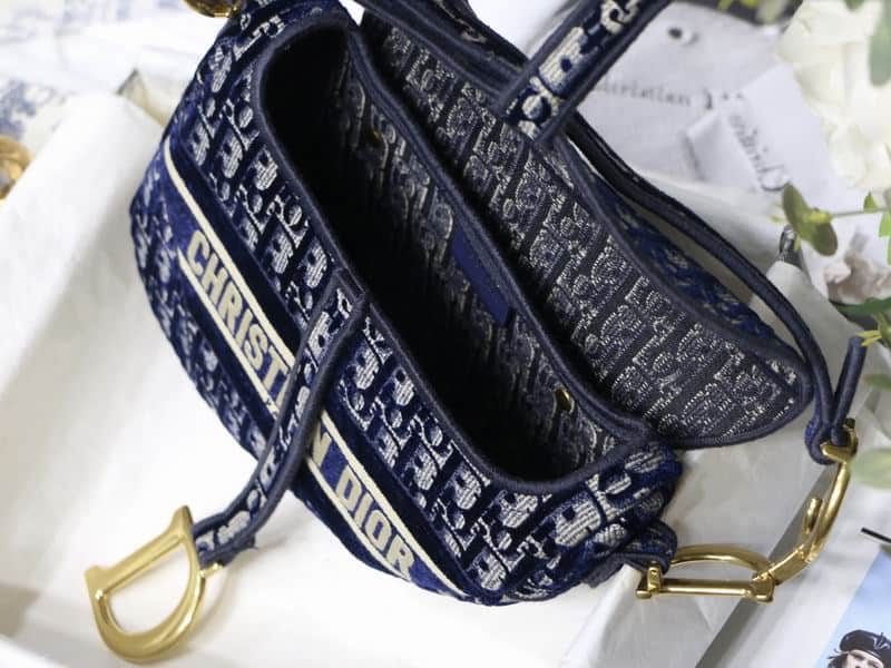 Saddle Bag Blue Dior Oblique Embroidery - DHB88 - 8