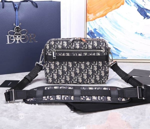 Safari Messenger Bag Beige and Black Dior Oblique Jacquard - 2